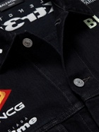 Balenciaga - Logo-Embroidered Printed Denim Trucker Jacket - Black