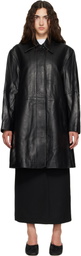 TONYWACK Black Half Leather Coat