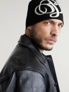 Balenciaga - Intarsia-Knit Wool-Blend Beanie - Black