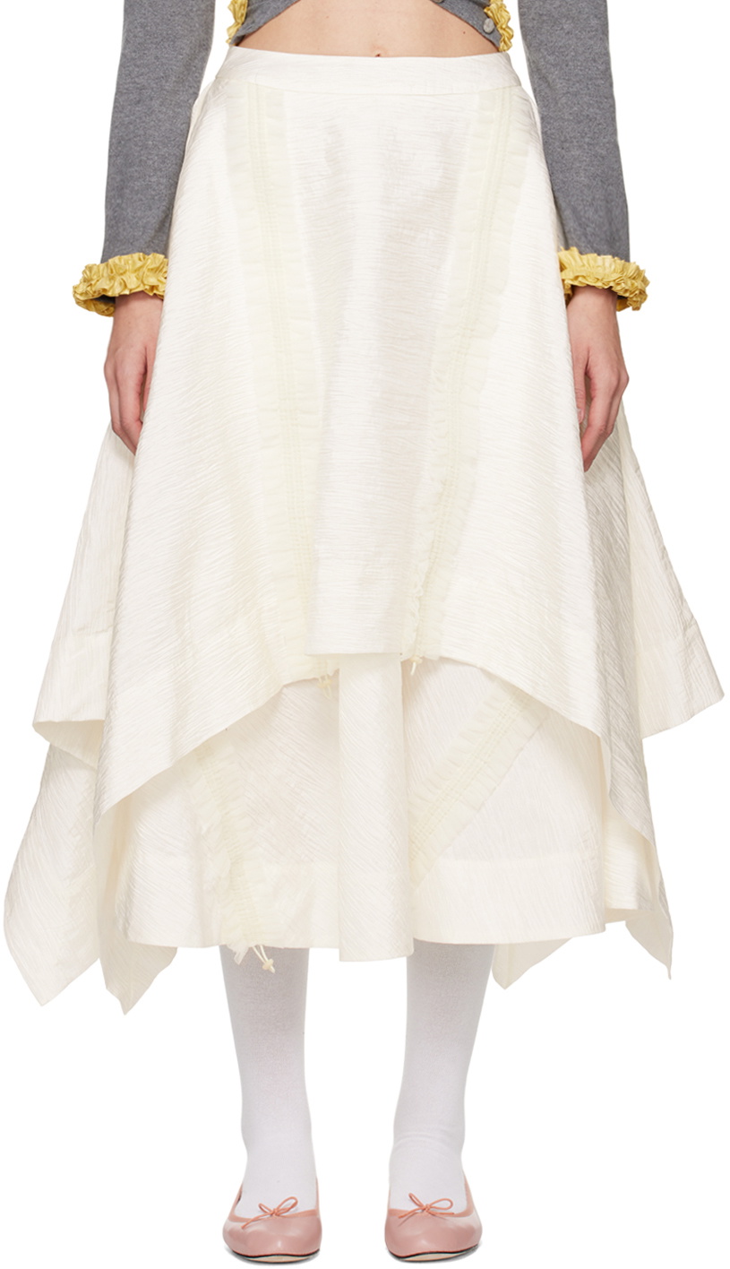 MINJUKIM White String Curtain Midi Skirt