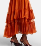 Saint Laurent Ruffled sheer silk maxi skirt