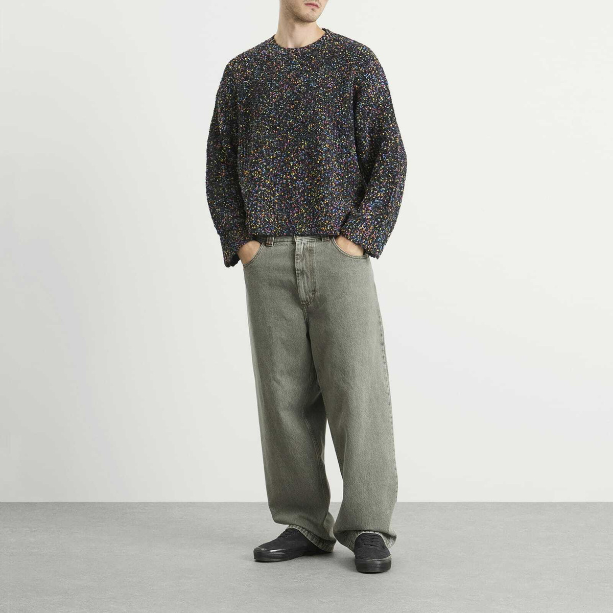 ACMH by Magic Castles Men's Rev Crew Neck Jumper in Black Multi