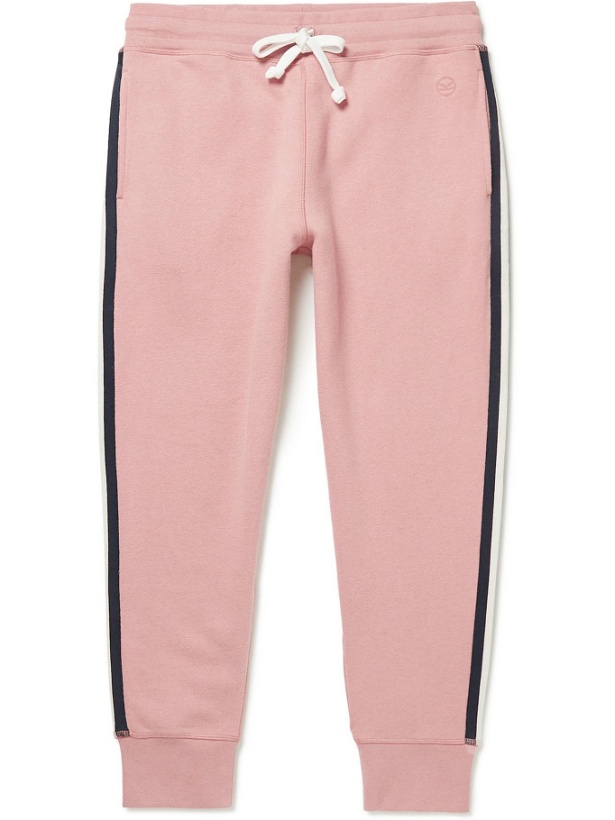 Photo: Kingsman - Tapered Striped Cotton and Cashmere-Blend Jersey Sweatpants - Pink