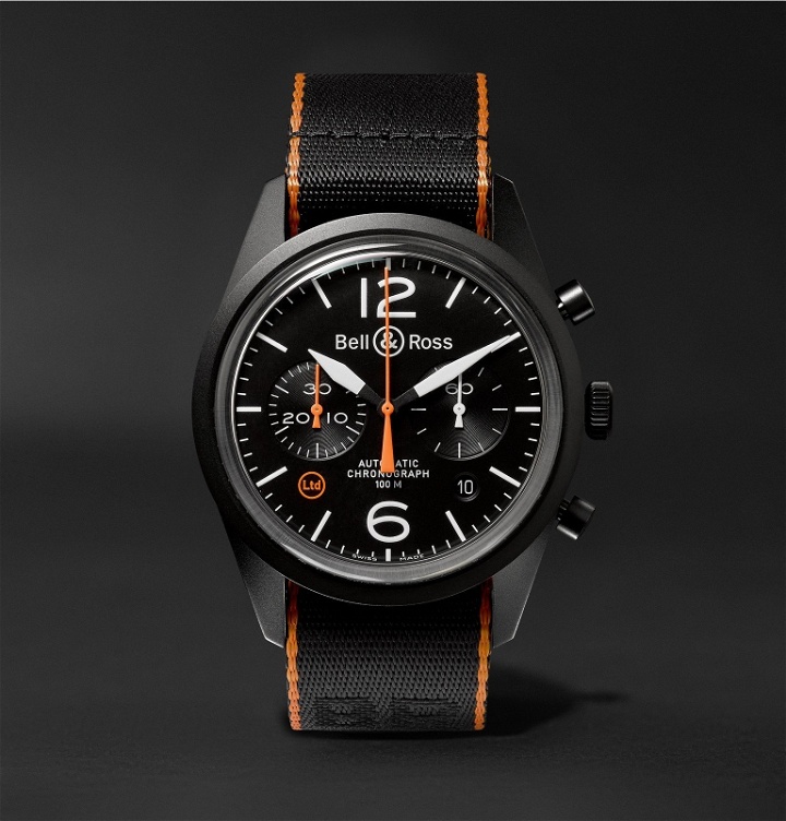 Photo: Bell & Ross - BR 126 41mm Steel and NATO Canvas Chronograph Watch, Ref. No. BRV126‐O‐CA - Black