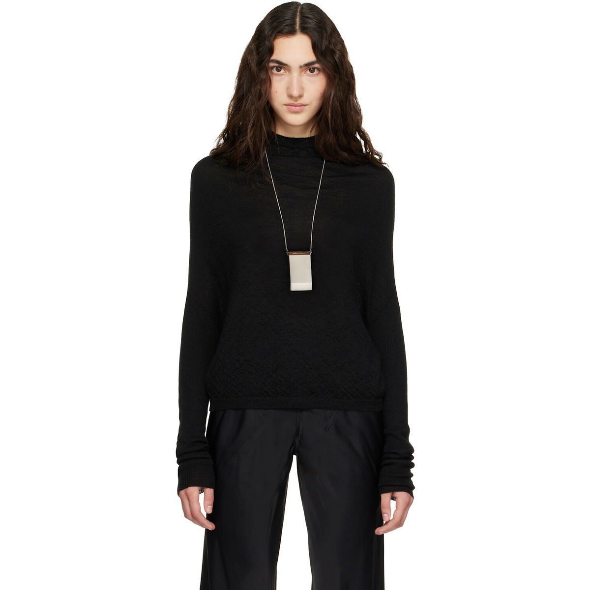 Rick Owens Black Tower LS Crater Sweater