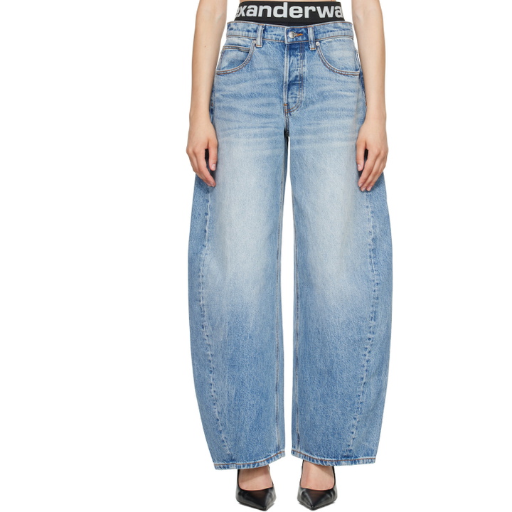 Photo: Alexander Wang Blue Blow-Up Logo Waistband Jeans