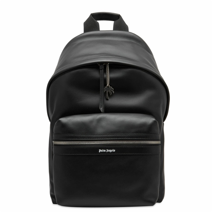 Photo: Palm Angels Men's Leather Classic Backpack in Black