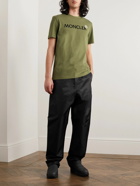 Moncler - Logo-Flocked Cotton-Jersey T-Shirt - Green