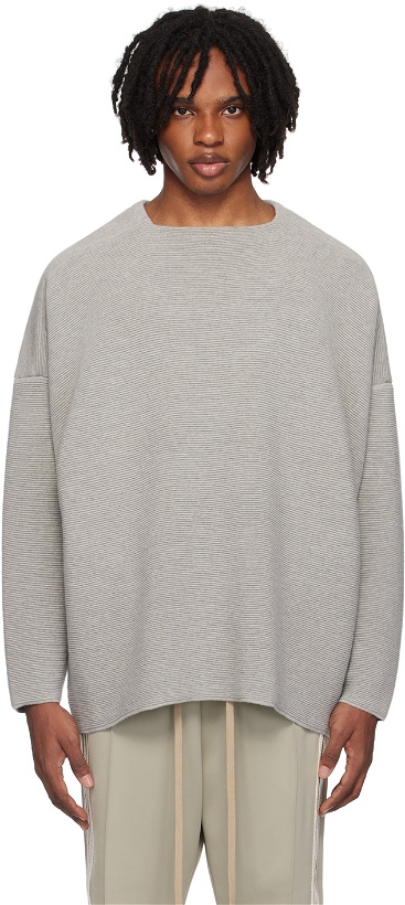 Photo: Fear of God Gray Dropped Shoulder Sweater