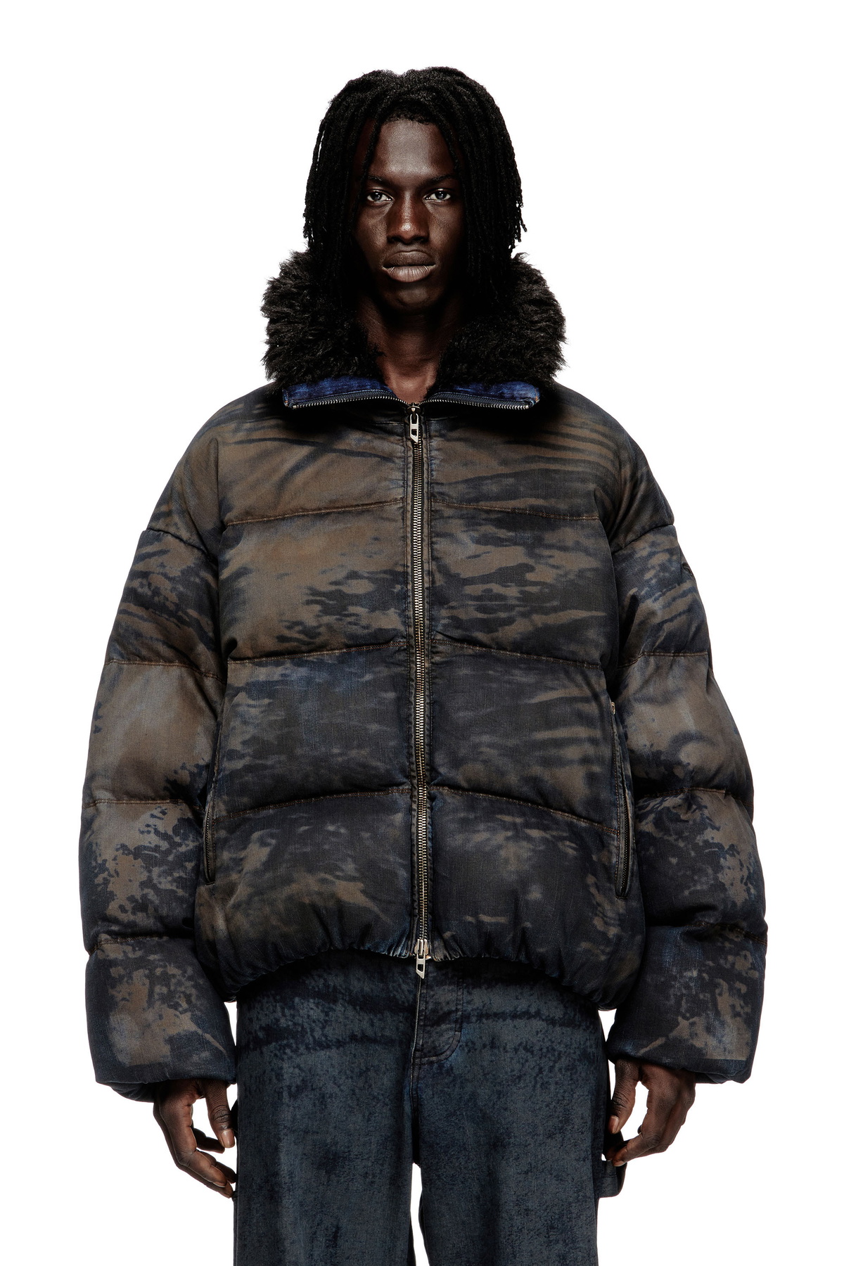 Diesel Gray W-Ralle Down Jacket Diesel