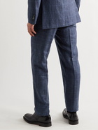 RICHARD JAMES - Slim-Fit Tapered Prince of Wales Checked Linen and Wool-Blend Suit Trousers - Blue