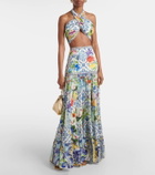 Camilla Floral tiered silk maxi skirt