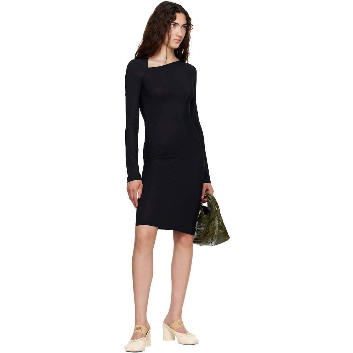MM6 Maison Margiela Black Jersey Midi Dress