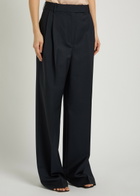 Rohe Wool-blend Straight-leg Trousers Navy