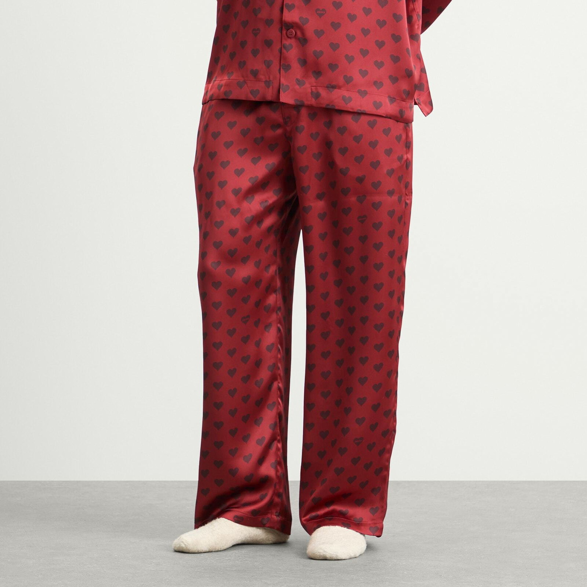 SKIMS Men's Sateen Sleep Set in Red Heart Halfdrop