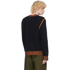 Loewe Navy Wool and Cashmere Cable Knit Sweater