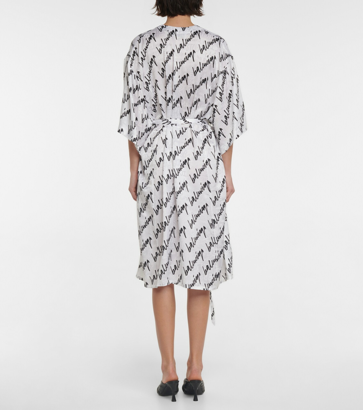Balenciaga - New Scribble jacquard silk midi dress Balenciaga