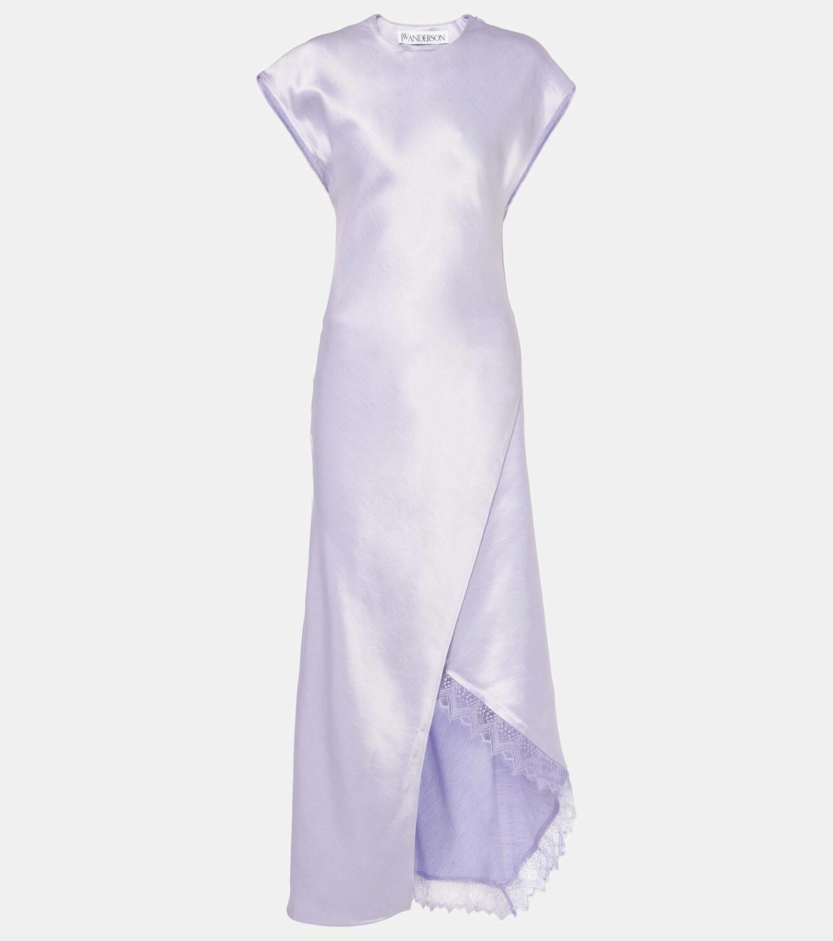 maggy london floral a line dress Maggy London Tie Floral Print Asymmetrical Ruffle Crepe Midi Dress, Womens, 6, Soft White/Deep Blue