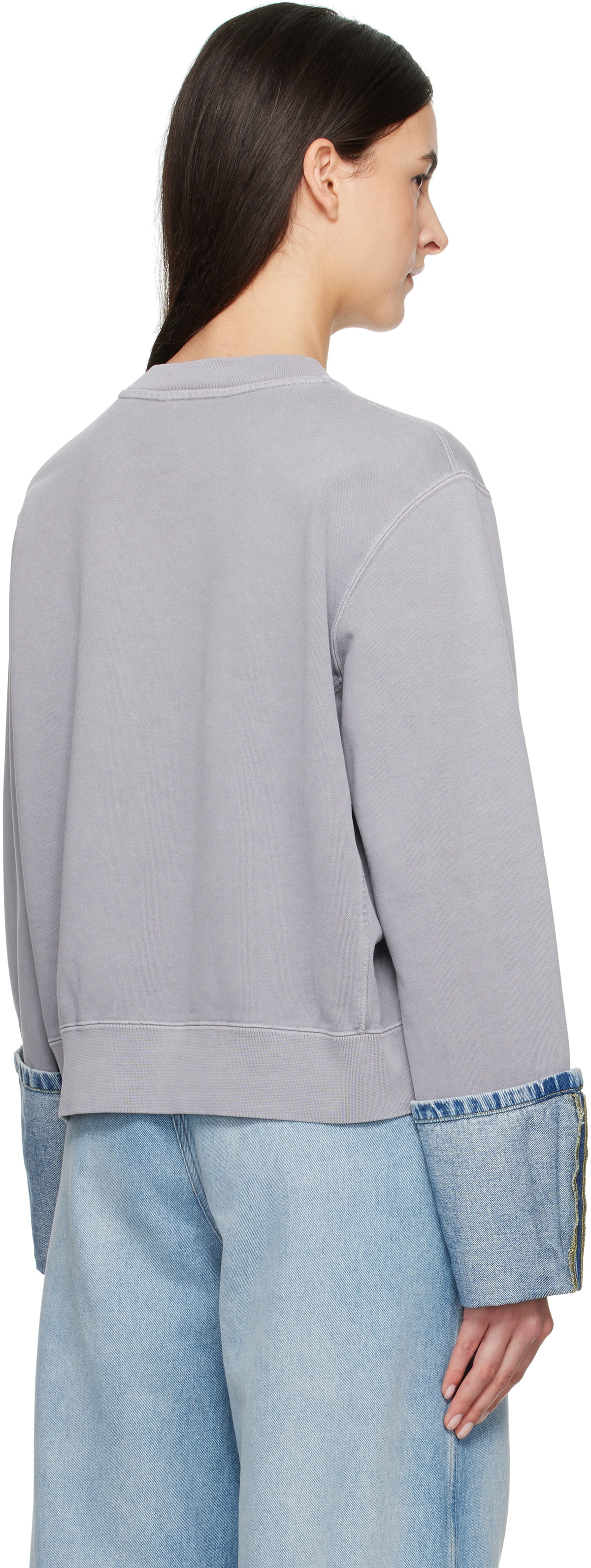 Moschino Jeans Gray Cotton Denim Details Sweatshirt