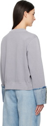 Moschino Jeans Gray Cotton Denim Details Sweatshirt