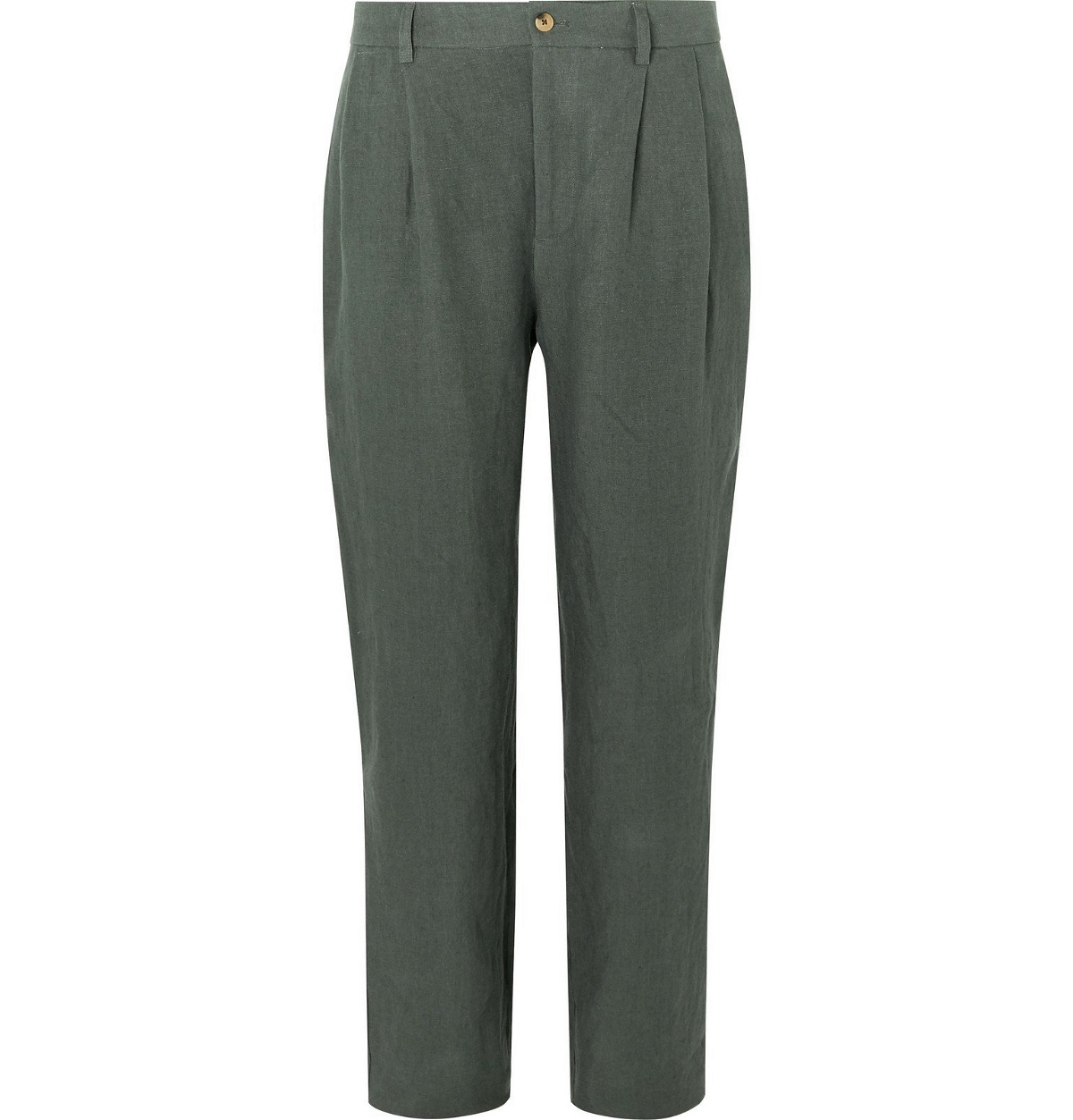 De Bonne Facture - Pleated Linen Trousers - Green De Bonne Facture