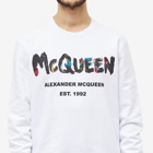 Alexander McQueen Men's Multicoloured Grafitti Logo Crew Sweat in White/Mix