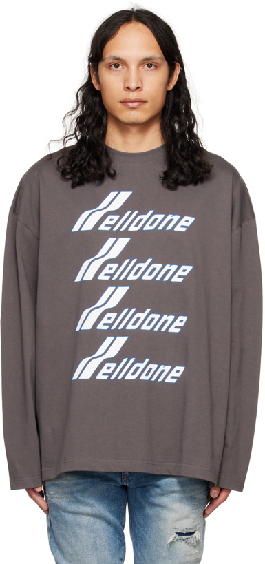 Photo: We11done Gray Outline Long Sleeve T-Shirt