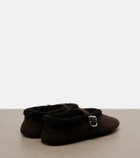 Alaïa Shearling-lined suede Mary Jane flats