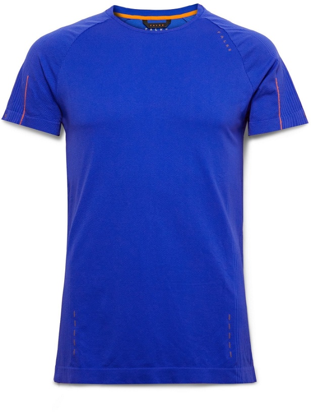 Photo: FALKE Ergonomic Sport System - Active Logo-Print Stretch-Jersey T-Shirt - Blue - M/L