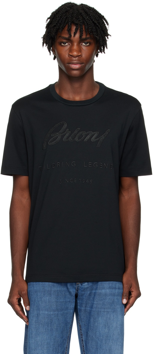 Photo: Brioni Black Embroidered T-Shirt