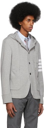 Thom Browne Grey 4-Bar Hooded Jacket