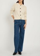 Frame Cable-knit Cashmere Cardigan Cream