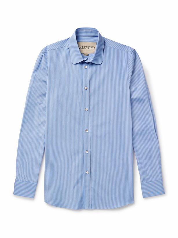 Photo: Valentino Garavani - Slim-Fit Striped Cotton Shirt - Blue