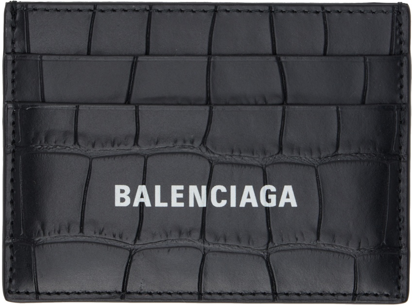 Photo: Balenciaga Black Croc-Embossed Card Holder