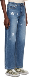 We11done Blue Printed Jeans