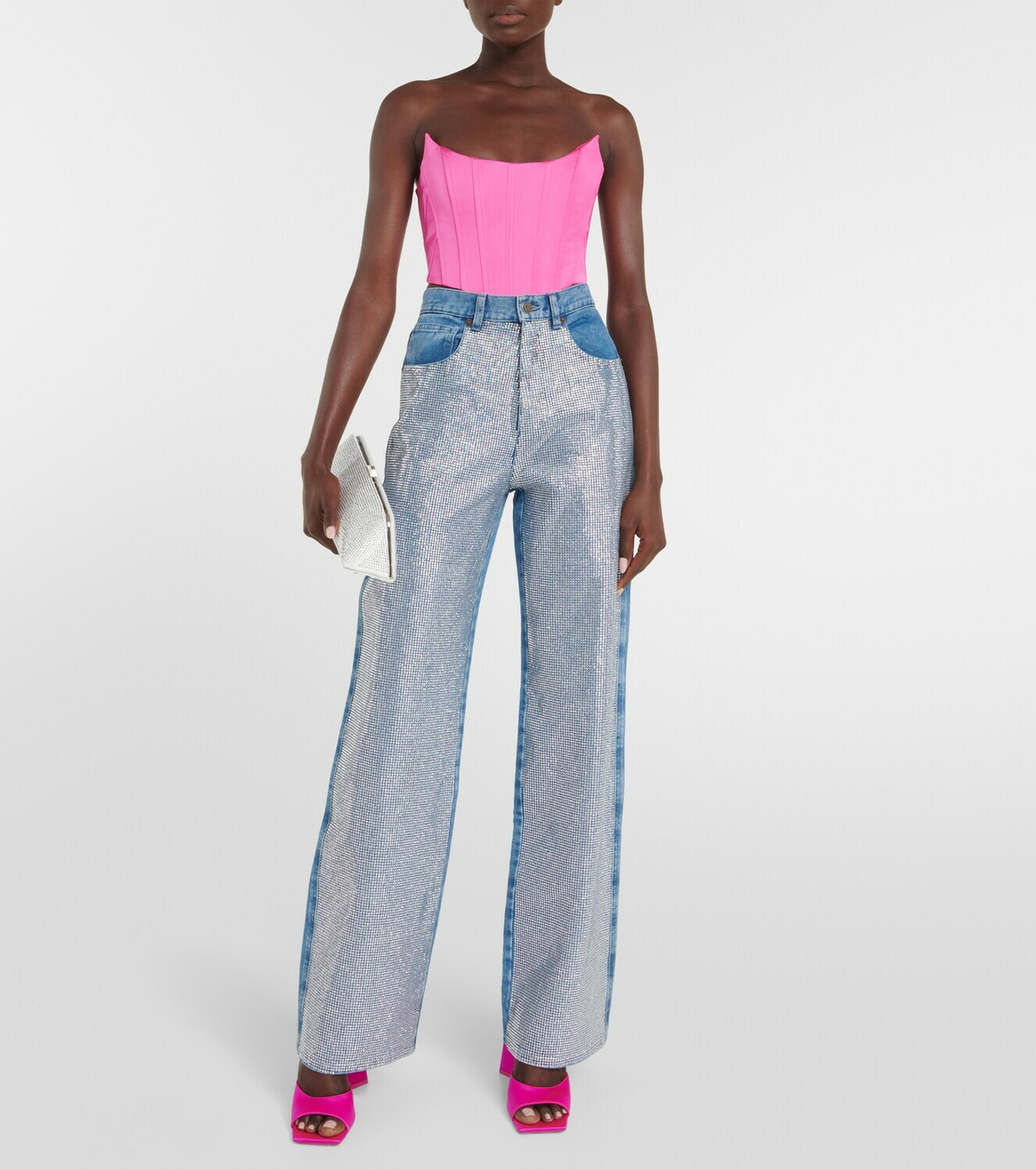 Giuseppe di Morabito Embellished high-rise wide-leg jeans