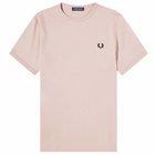 Fred Perry Men's Ringer T-Shirt in Dusty Rose Pink