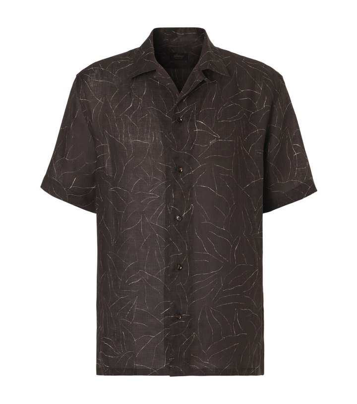 Photo: Brioni Printed linen bowling shirt