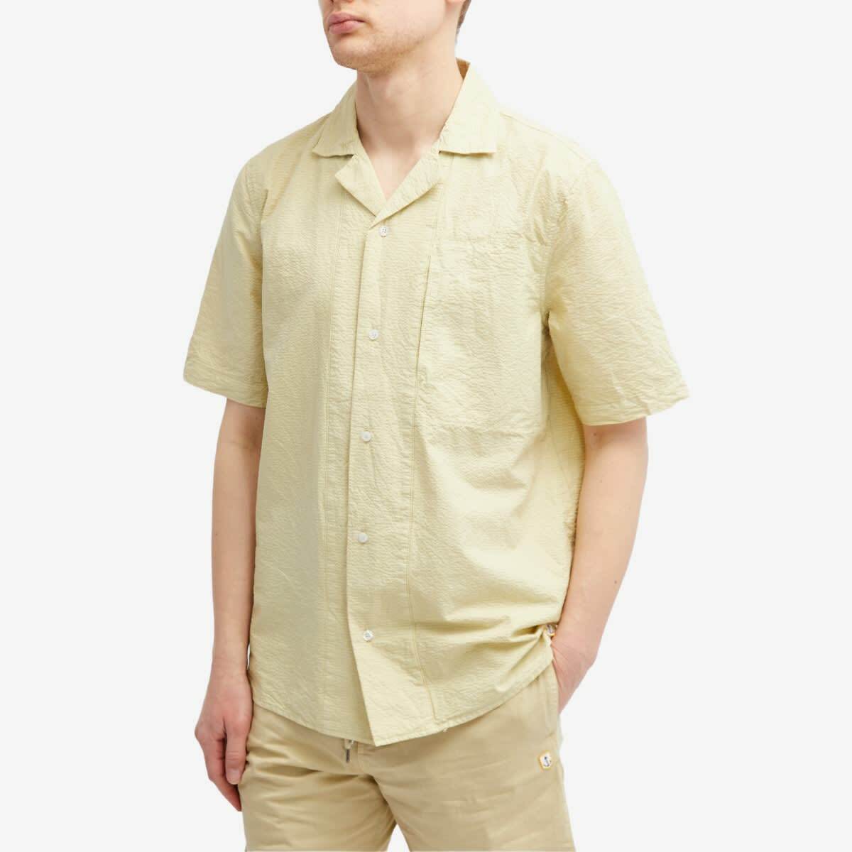 Armor-Lux Men's Seersucker Vacation Shirt in Pale Olive