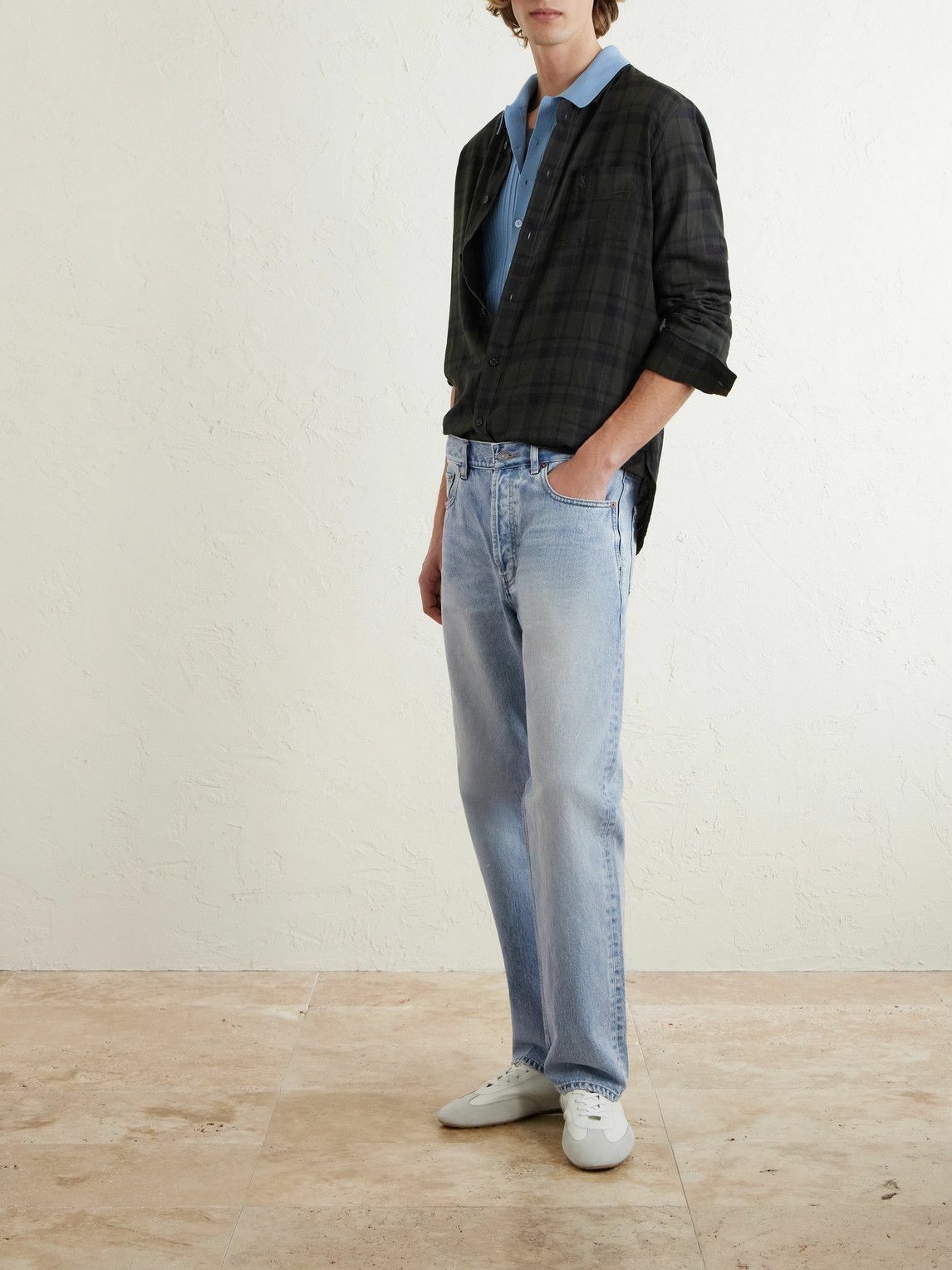 SAINT LAURENT - Straight-Leg Distressed Jeans - Blue