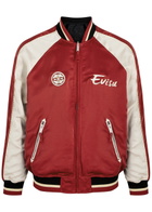 Evisu Seagull and The Great Wave Reversible Satin Varsity Jacket Dark Red