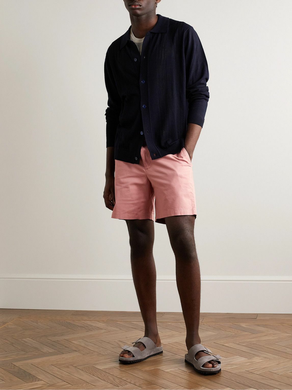 Club Monaco - Baxter Straight-Leg Cotton-Blend Twill Shorts - Pink