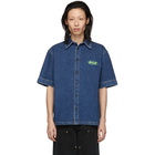 MSGM Blue Denim Embroidered Shirt