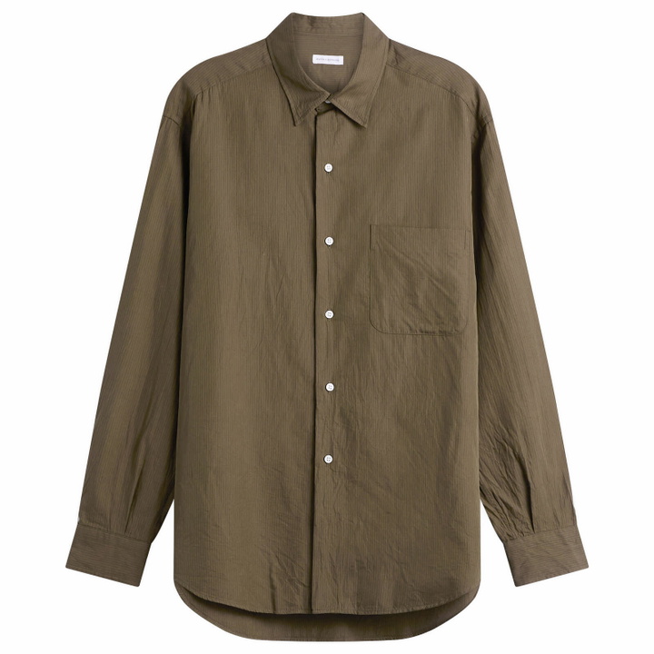 Photo: Kaptain Sunshine Men's Regular Collar Shirt Stripe in Brown