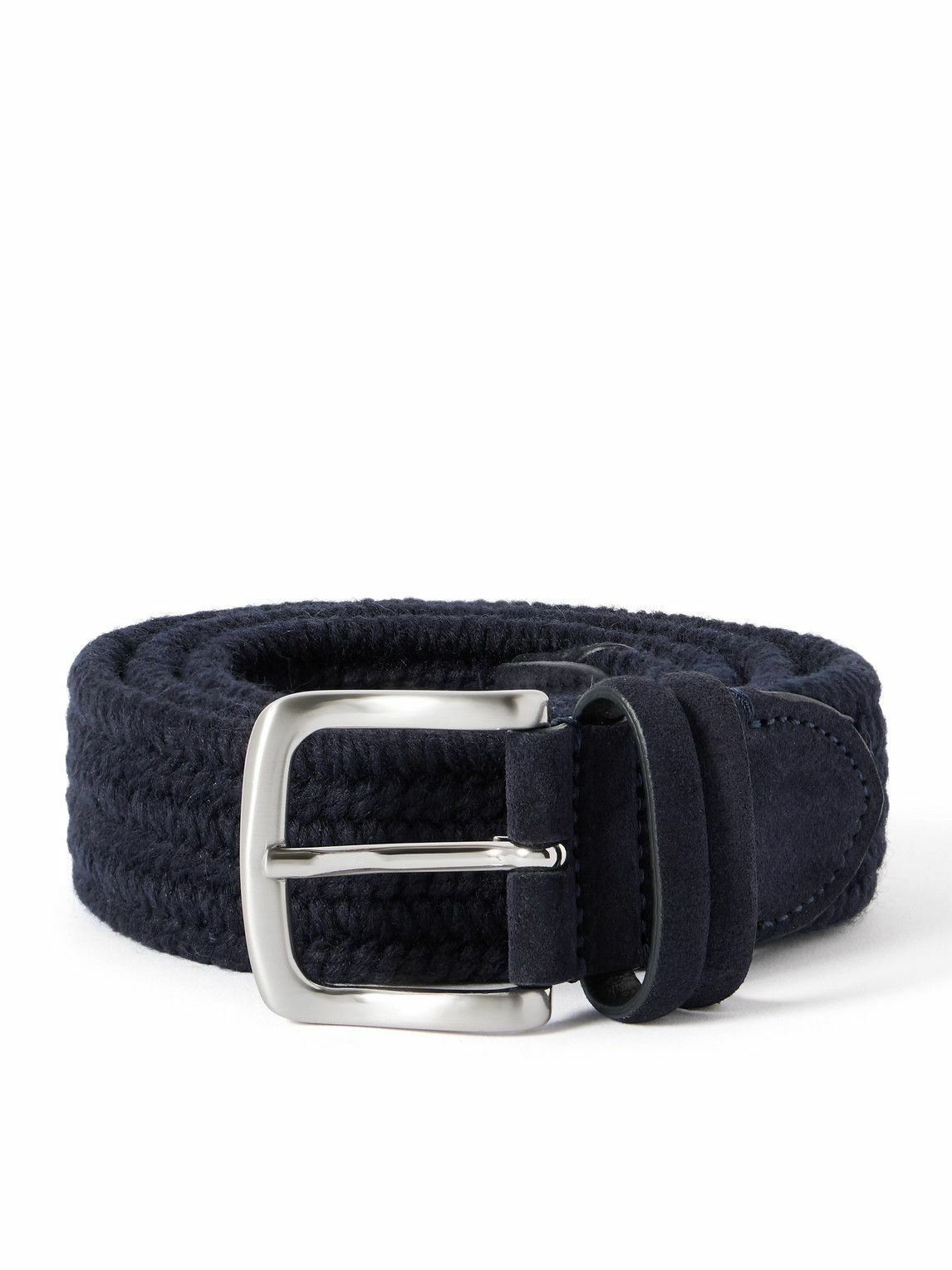 Mr P. - 3.5cm Suede-Trimmed Woven Belt - Blue