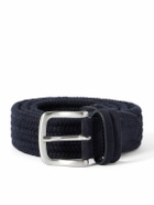 Mr P. - 3.5cm Suede-Trimmed Woven Belt - Blue