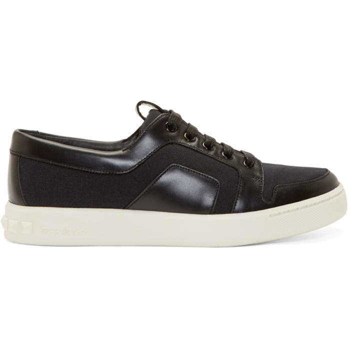 Photo: Pierre Balmain Black Paneled Low-Top Sneakers