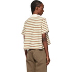 Moncler Off-White & Brown Striped Cotton Polo