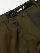 KAPITAL - Easy Straight-Leg Belted Printed Cotton-Twill Shorts - Green