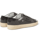 Saint Laurent - SL/06 Suede-Trimmed Distressed Coated-Canvas Sneakers - Men - Gray
